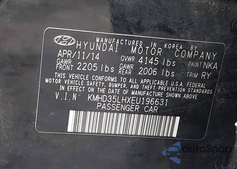 2014 Hyundai Elantra Gt z USA, uszkodzony, nr VIN KMHD35LHXEU196631